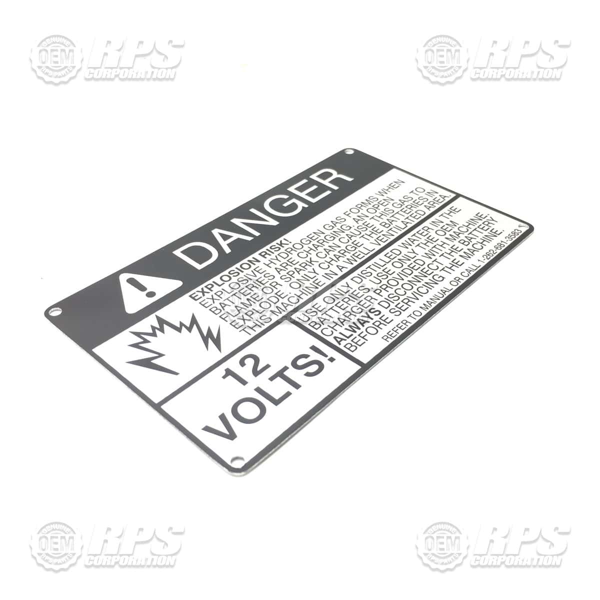4-7290 - Battery Warning Plate, 12V 