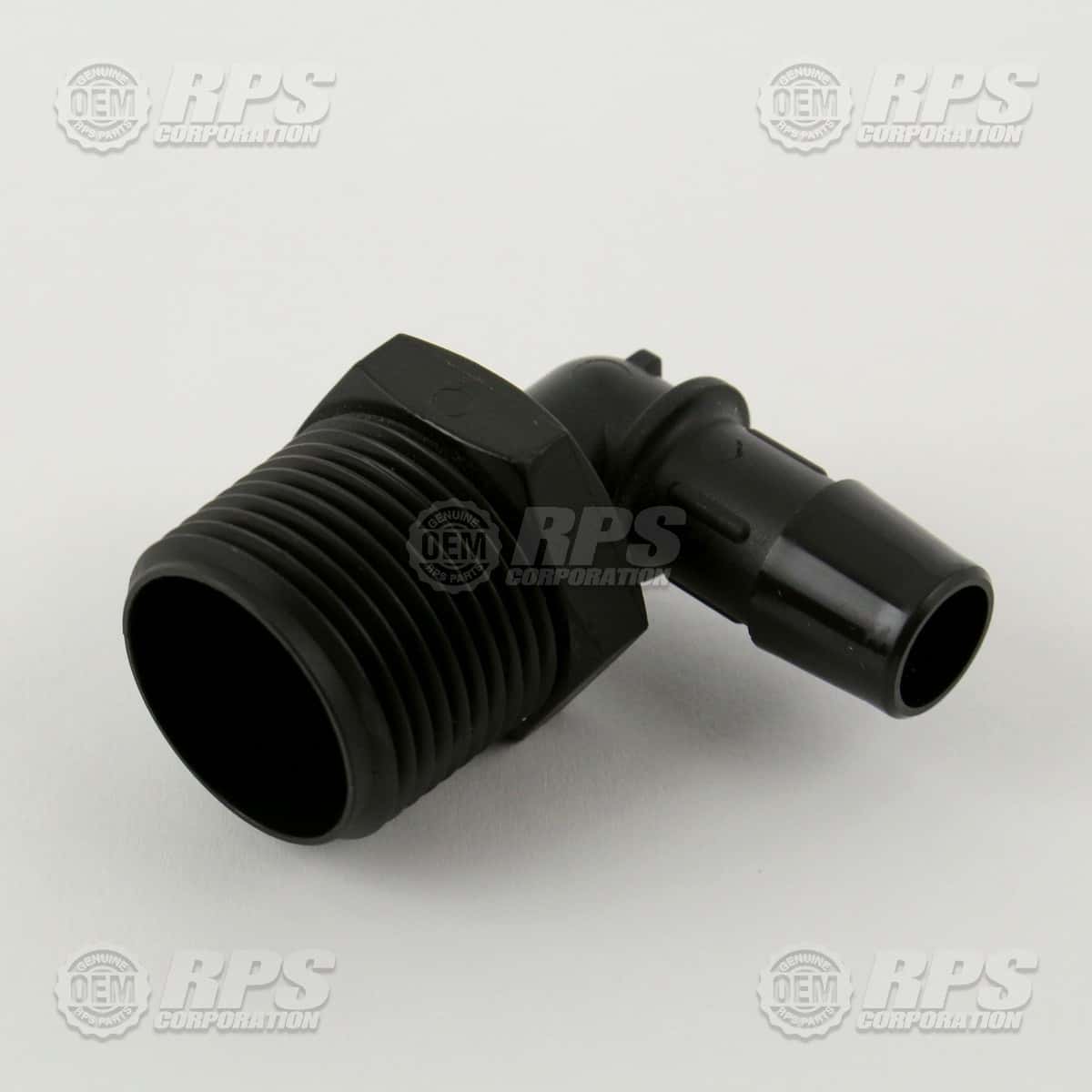 H-04850 - 3/4" NPT X 1/2" Barb Elbow, Black Nylon 