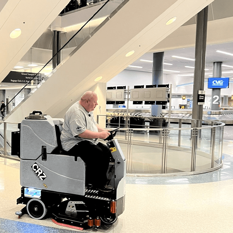 Tomcat floor scrubber showcasing its cleaning power