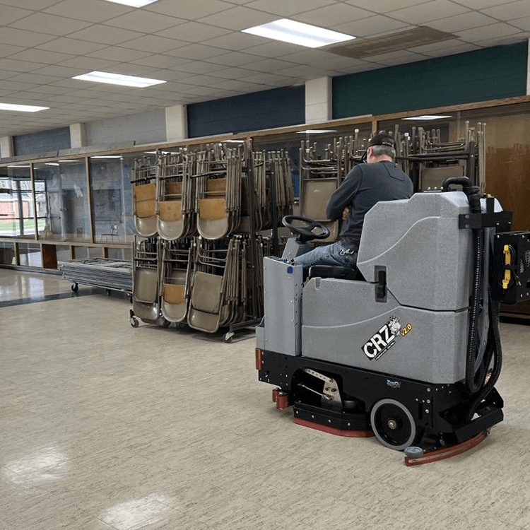 Tomcat floor scrubber showcasing its cleaning power