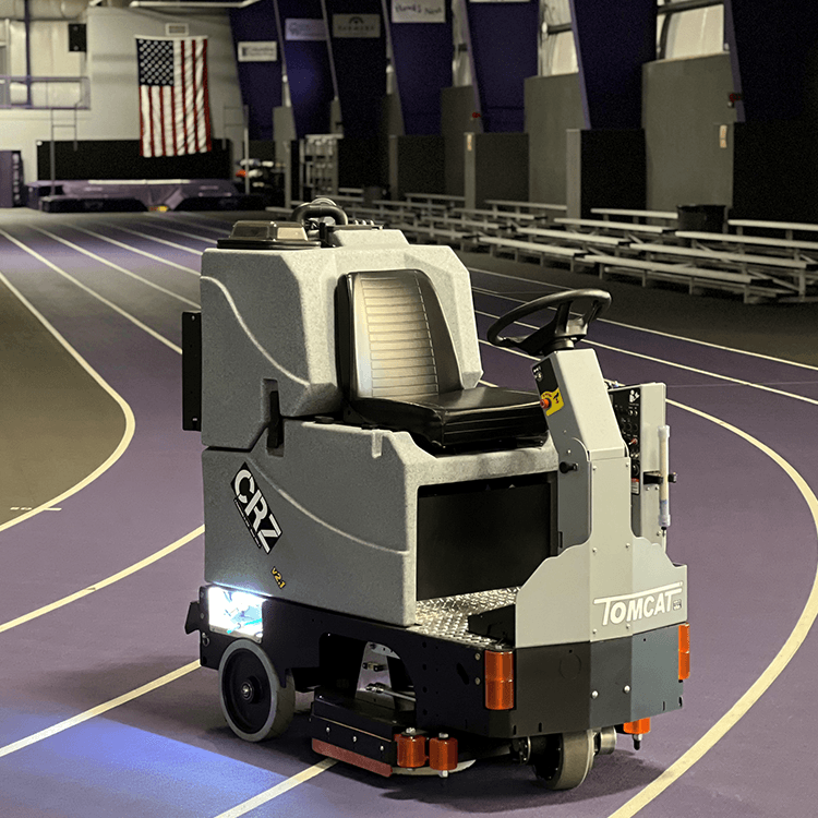 Tomcat floor scrubber showcasing its cleaning power