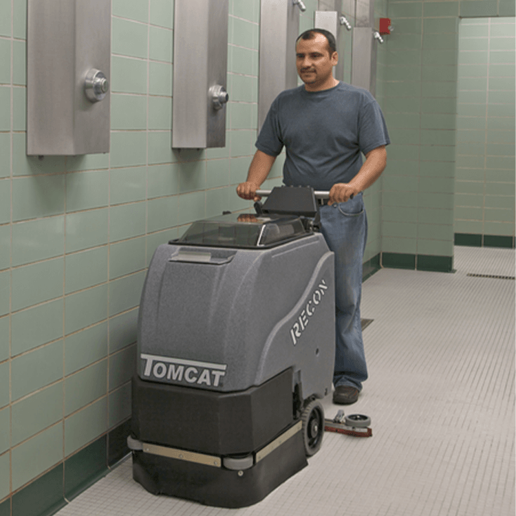 Tomcat floor scrubber showcasing its cleaning power