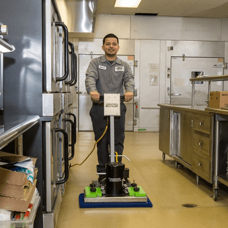 Tomcat floor scrubber showcasing its cleaning power