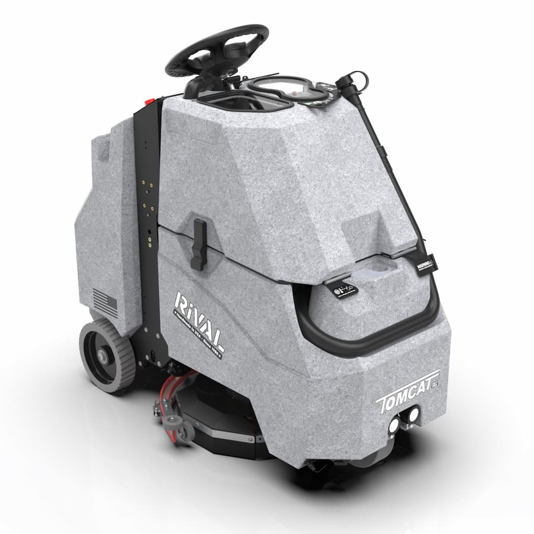 A rendered image of the Tomcat Rival floor scrubber