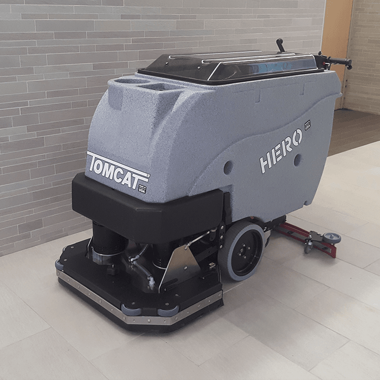 Tomcat floor scrubber showcasing its cleaning power