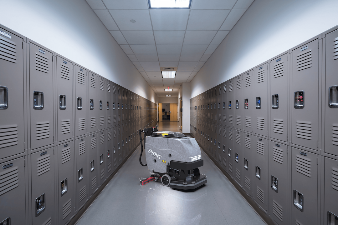 Tomcat showcasing the various applications of their floor scrubbers, in this case, in Education