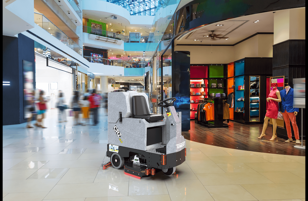 Tomcat showcasing the various applications of their floor scrubbers, in this case, in Retail - Grocery